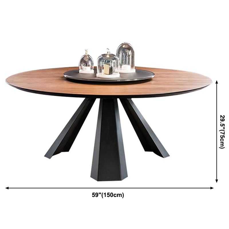 Round Shape 3 Legs Modern Dining Table Wood Color Fixed Table of Solid Wood