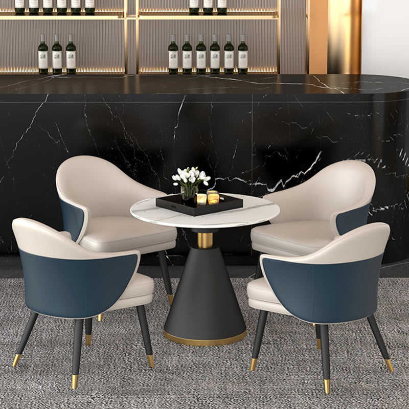 Minimalist Round Sintered Stone Dining Table White Kitchen Dining Table with Pedestal Base