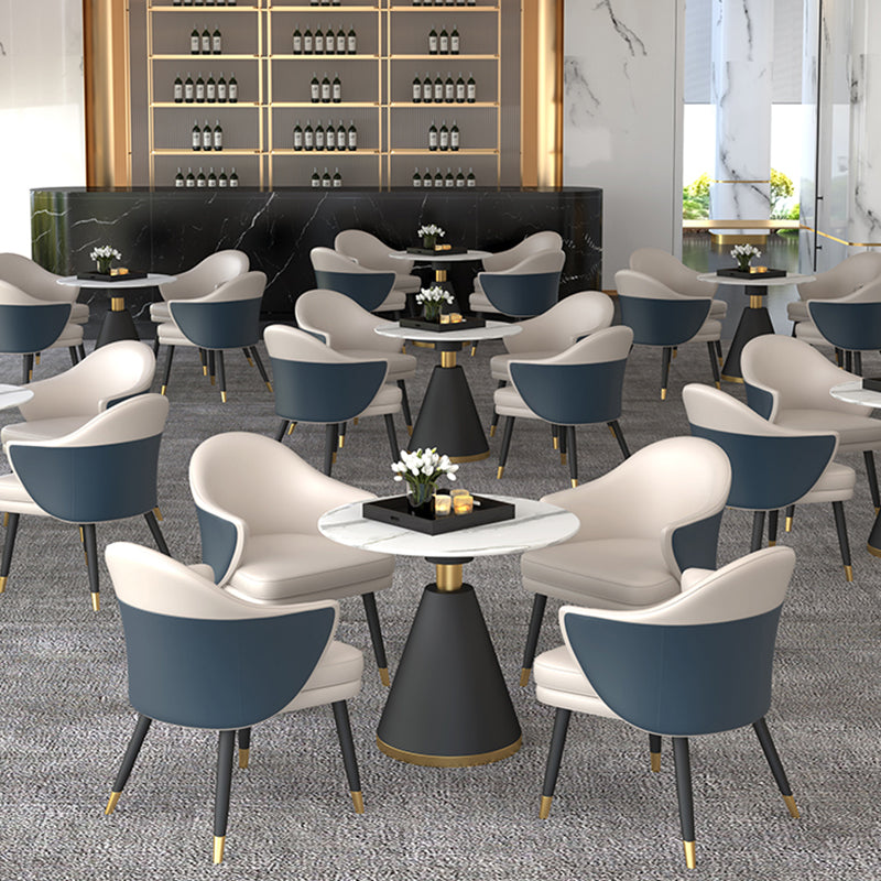 Minimalist Round Sintered Stone Dining Table White Kitchen Dining Table with Pedestal Base