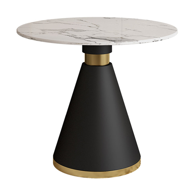 Minimalist Round Sintered Stone Dining Table White Kitchen Dining Table with Pedestal Base