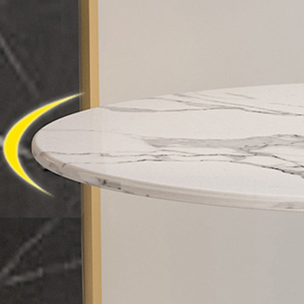 Minimalist Round Sintered Stone Dining Table White Kitchen Dining Table with Pedestal Base