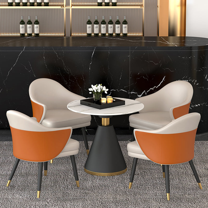Minimalist Round Sintered Stone Dining Table White Kitchen Dining Table with Pedestal Base