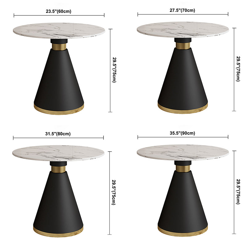 Minimalist Round Sintered Stone Dining Table White Kitchen Dining Table with Pedestal Base