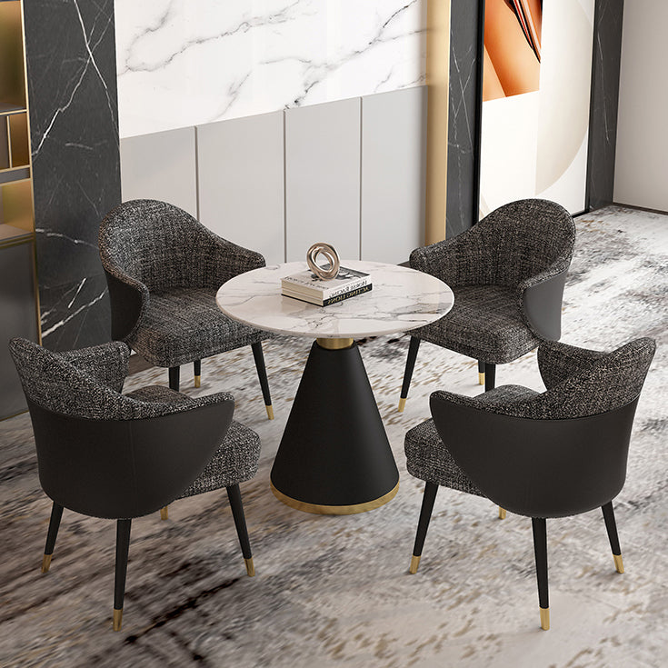 Minimalist Round Sintered Stone Dining Table White Kitchen Dining Table with Pedestal Base