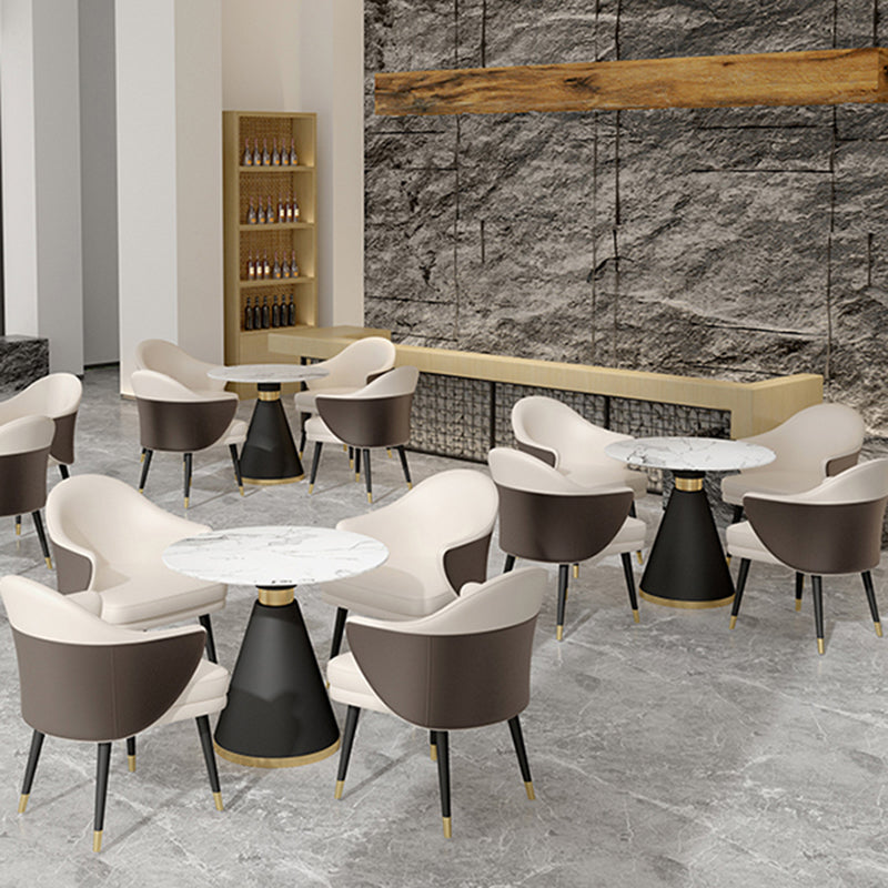 Minimalist Round Sintered Stone Dining Table White Kitchen Dining Table with Pedestal Base