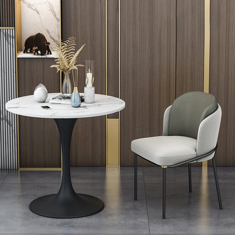 Ronde Tulponderstel Moderne Eettafel Wittint Vaste Tafel van Gesinterde Steen