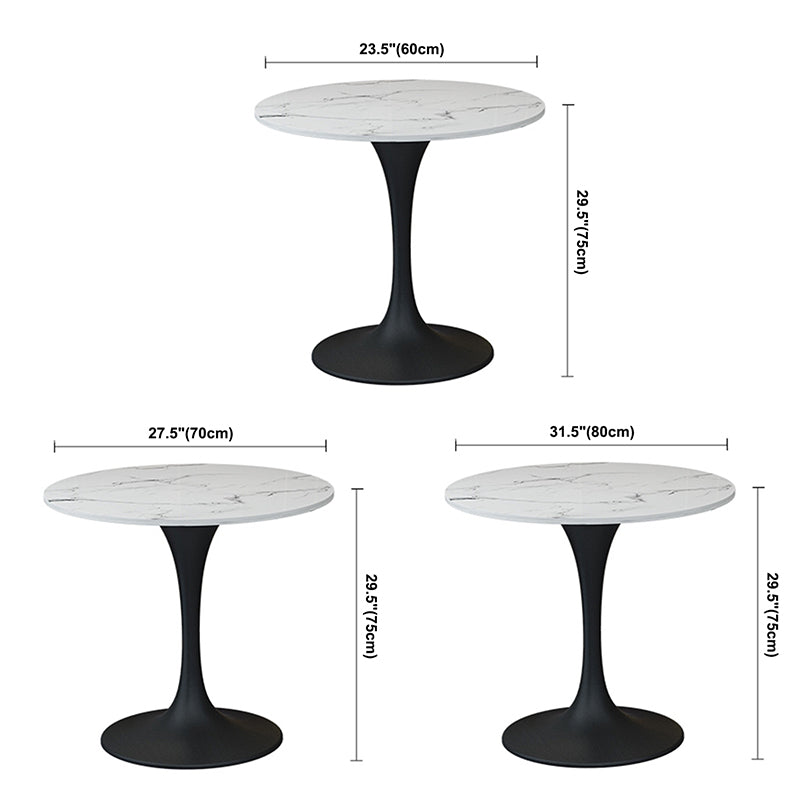 Ronde Tulponderstel Moderne Eettafel Wittint Vaste Tafel van Gesinterde Steen