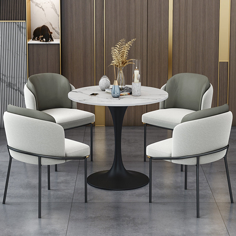 Ronde Tulponderstel Moderne Eettafel Wittint Vaste Tafel van Gesinterde Steen