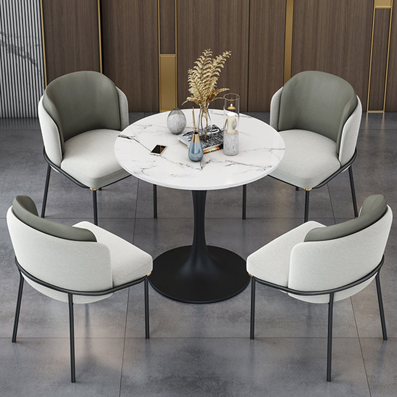 Ronde Tulponderstel Moderne Eettafel Wittint Vaste Tafel van Gesinterde Steen