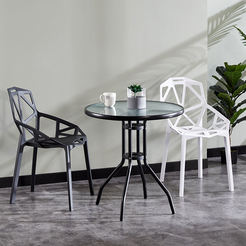 Round Shape Modern Style Dining Table Transparent Fixed Table of Glass