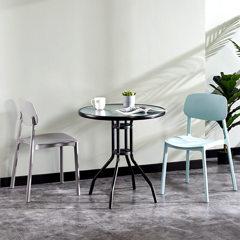 Round Shape Modern Style Dining Table Transparent Fixed Table of Glass