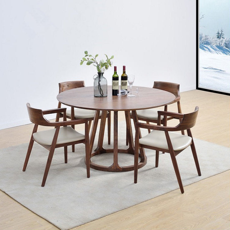 Table à manger en bois massif moderne table ronde marron avec base de piédestal pour la maison