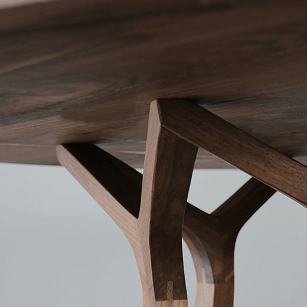 Table à manger en bois massif moderne table ronde marron avec base de piédestal pour la maison