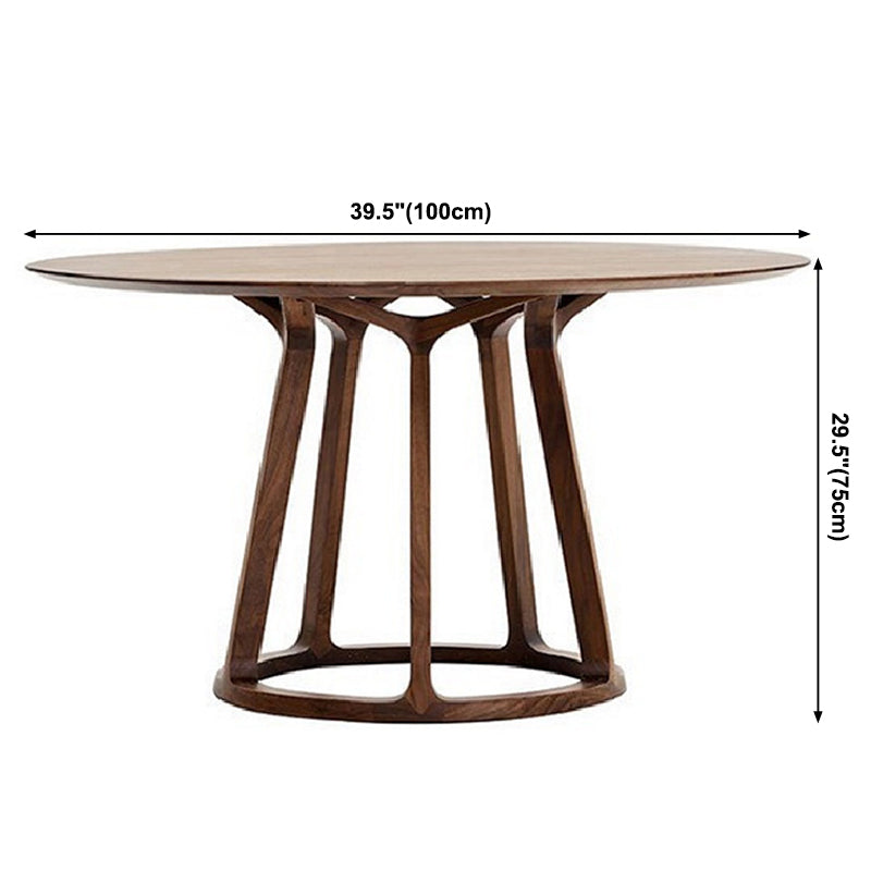 Table à manger en bois massif moderne table ronde marron avec base de piédestal pour la maison