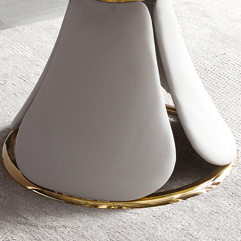 Contemporary Round Dining Table Sintered Stone Table with White Pedestal Base,53.1"L x 53.1"W x 30"H