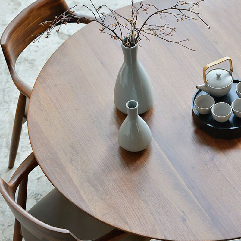 Mesa de comedor de madera maciza de estilo moderno Mesa redonda marrón con base de pedestal para el hogar