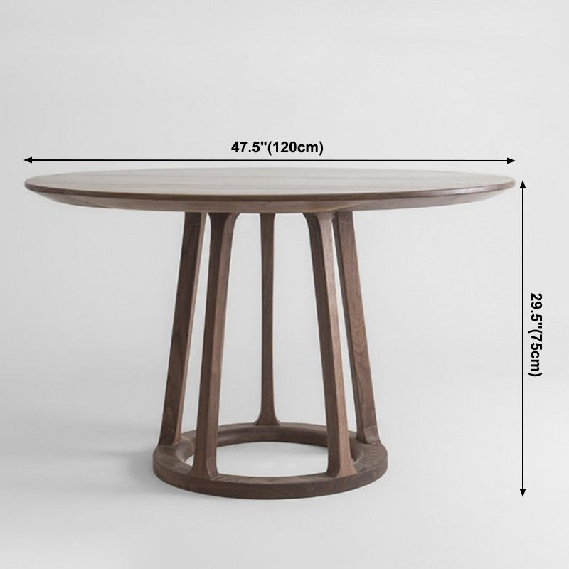 Mesa de comedor de madera maciza de estilo moderno Mesa redonda marrón con base de pedestal para el hogar