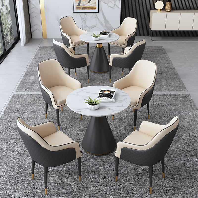 Moderne runde Form Küche Esstisch Sintered Stone Top Esstisch mit Sockelbasis