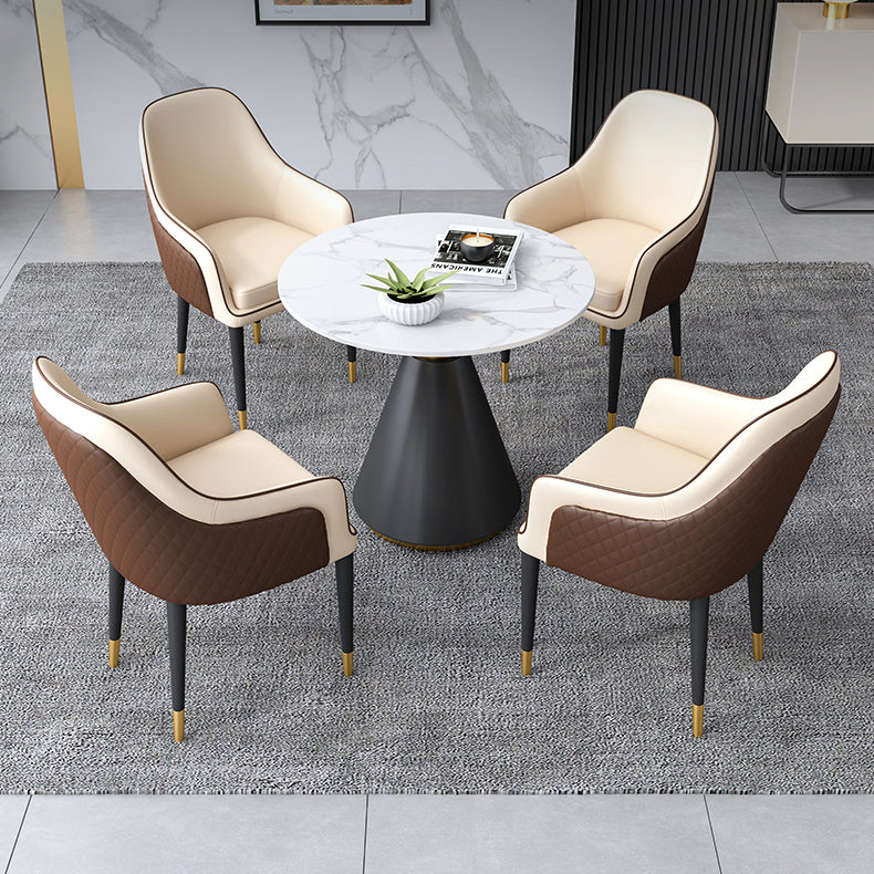 Moderne runde Form Küche Esstisch Sintered Stone Top Esstisch mit Sockelbasis