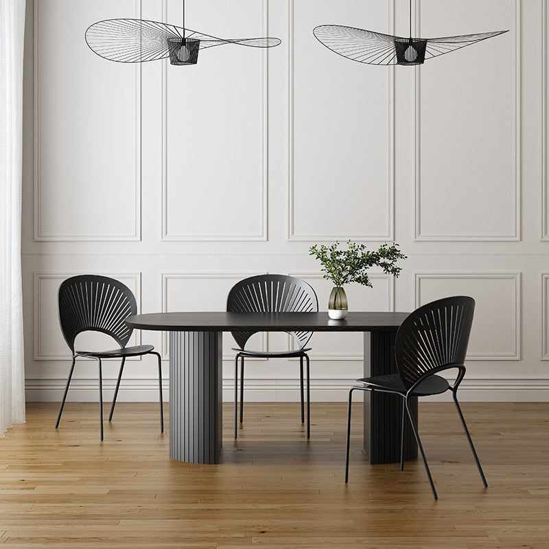 Sintered Stone Doppelpodesttisch Einfachheit Esstisch Oval für Zuhause