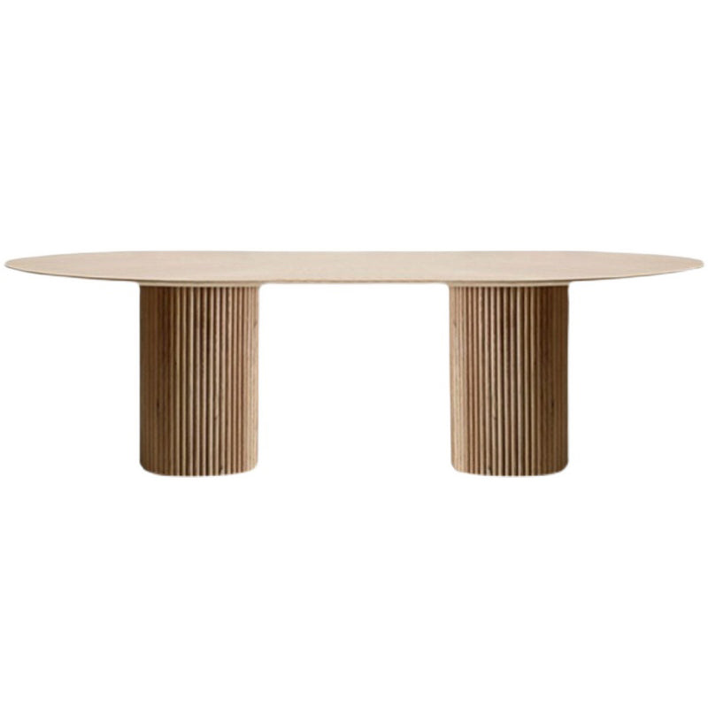 Pine Solid Wood Table Simplicity Dining Table Oval for Kitchen Home with Double Pedestal