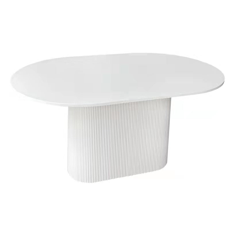 Contemporary Style Dining Table Oval Solid Wood Pedestal Table for Home