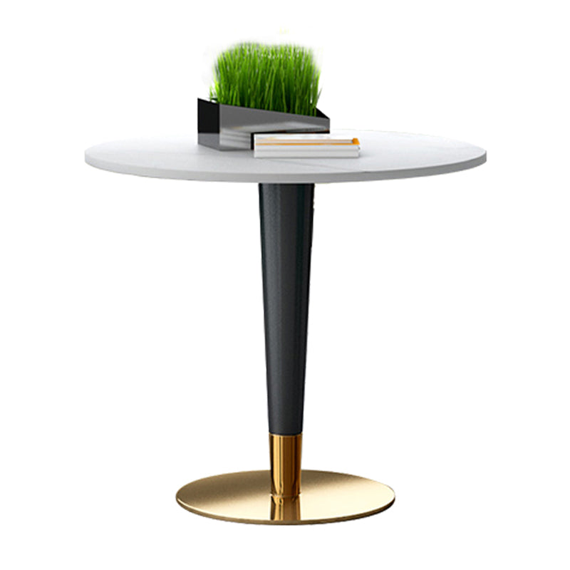 Minimalist Sintered Stone White Dining Table Round Shape Dining Table with Pedestal Base