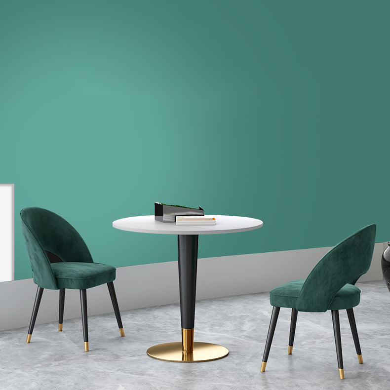 Minimalist Sintered Stone White Dining Table Round Shape Dining Table with Pedestal Base