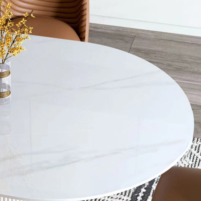 Table à manger en pierre fritrée de style moderne avec une double base de piédestal double