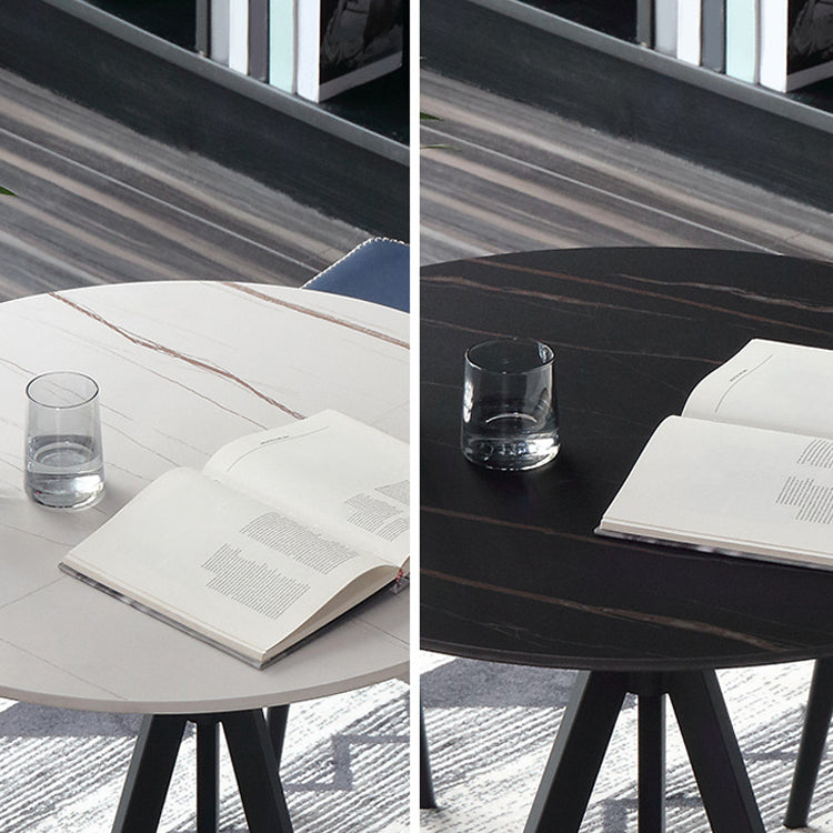 Moderne stijl eettafel van gesinterd steen, ronde eettafel met voetstuk