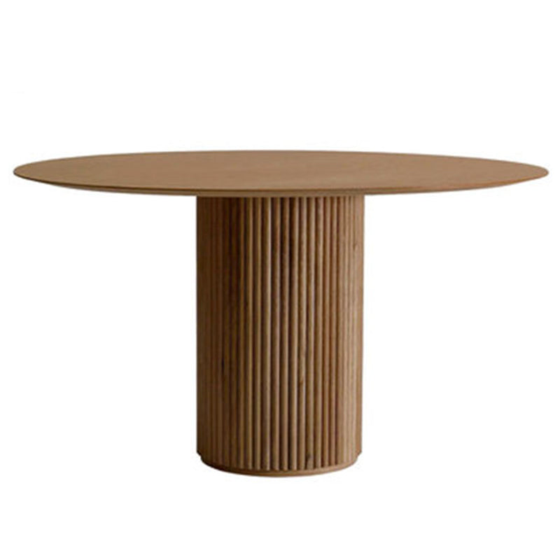 Contemporary Round Dining Table Ash Solid Wood Table with Pedestal Base for Home Kitchen Dinner