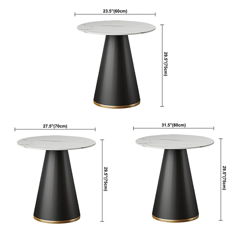 Round Table Dinette Table Contemporary Stone Dinner Room Table with Pedestal Base