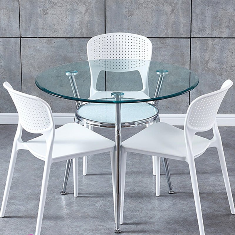 Runde transparente Esstischglas Tisch modern mit 3 Beinen Sockel