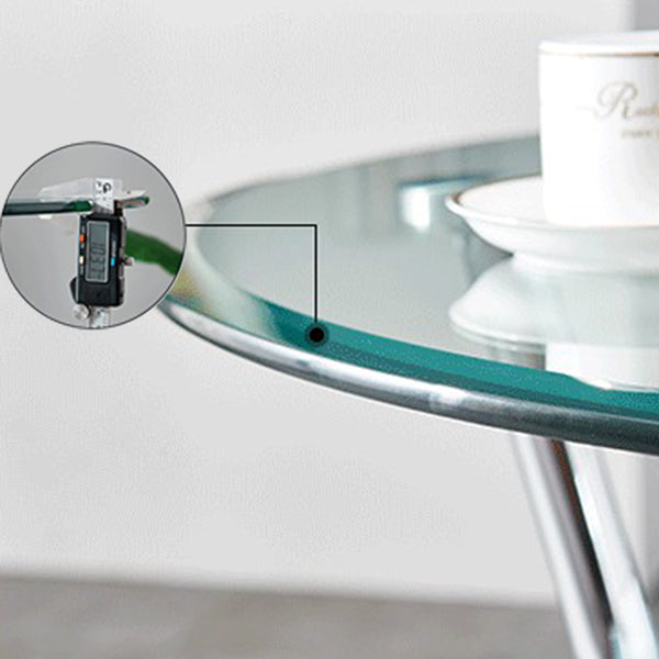 Runde transparente Esstischglas Tisch modern mit 3 Beinen Sockel
