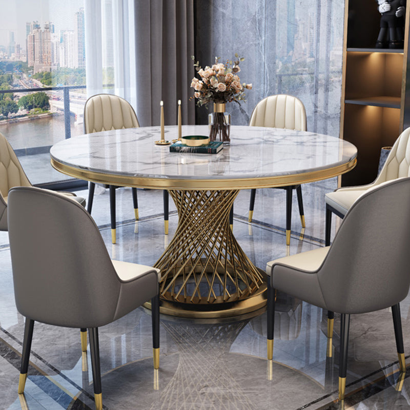Mesa de comedor de pedestal de piedra sinterizada estilo sencille mesa redonda para el hogar