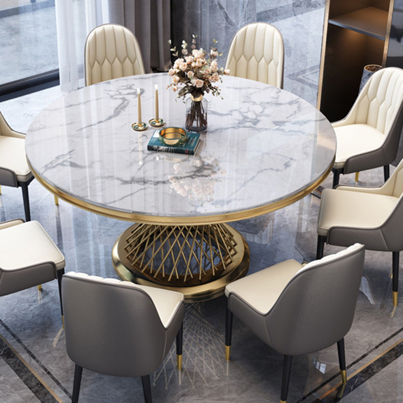 Mesa de comedor de pedestal de piedra sinterizada estilo sencille mesa redonda para el hogar