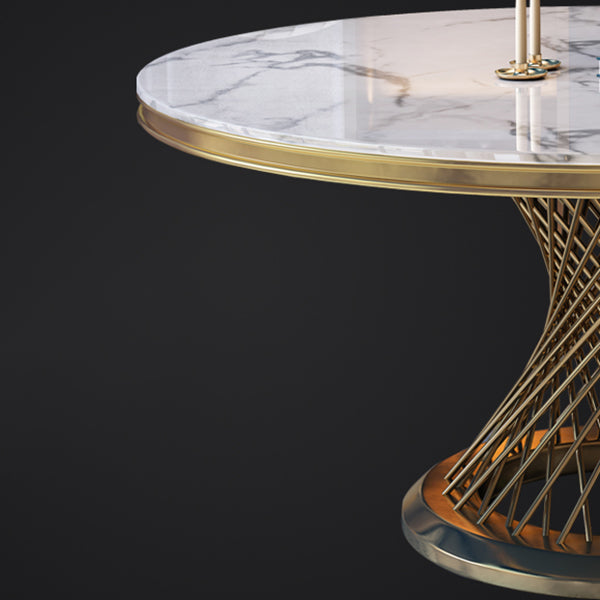 Mesa de comedor de pedestal de piedra sinterizada estilo sencille mesa redonda para el hogar
