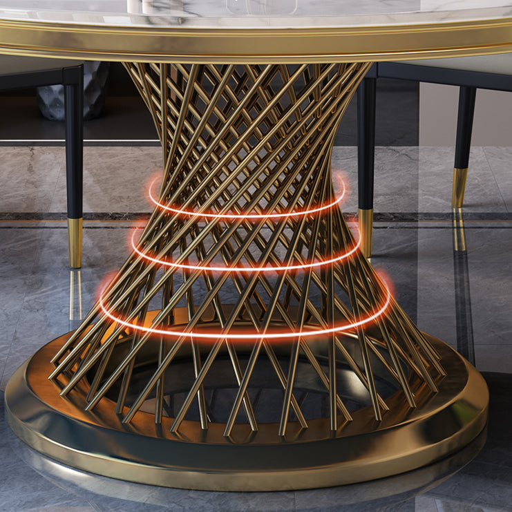 Mesa de comedor de pedestal de piedra sinterizada estilo sencille mesa redonda para el hogar