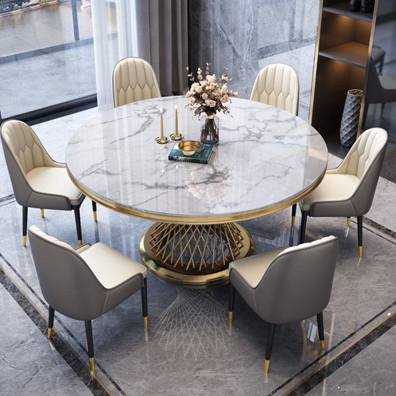 Mesa de comedor de pedestal de piedra sinterizada estilo sencille mesa redonda para el hogar