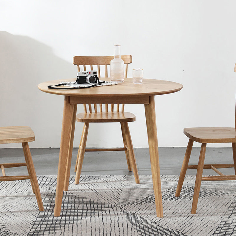 Contemporary Round Dining Table Oak Solid Wood Table for Home Kitchen Dinner