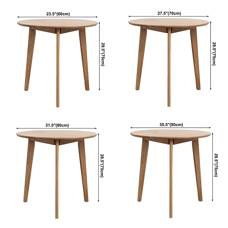 Contemporary Round Dining Table Oak Solid Wood Table for Home Kitchen Dinner