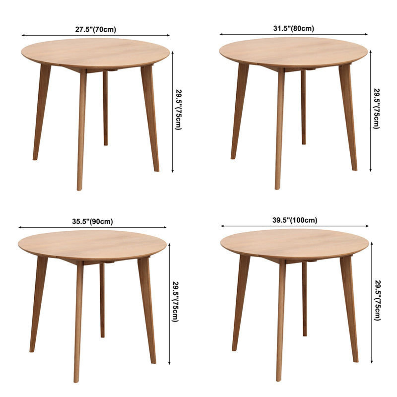Contemporary Round Dining Table Oak Solid Wood Table for Home Kitchen Dinner