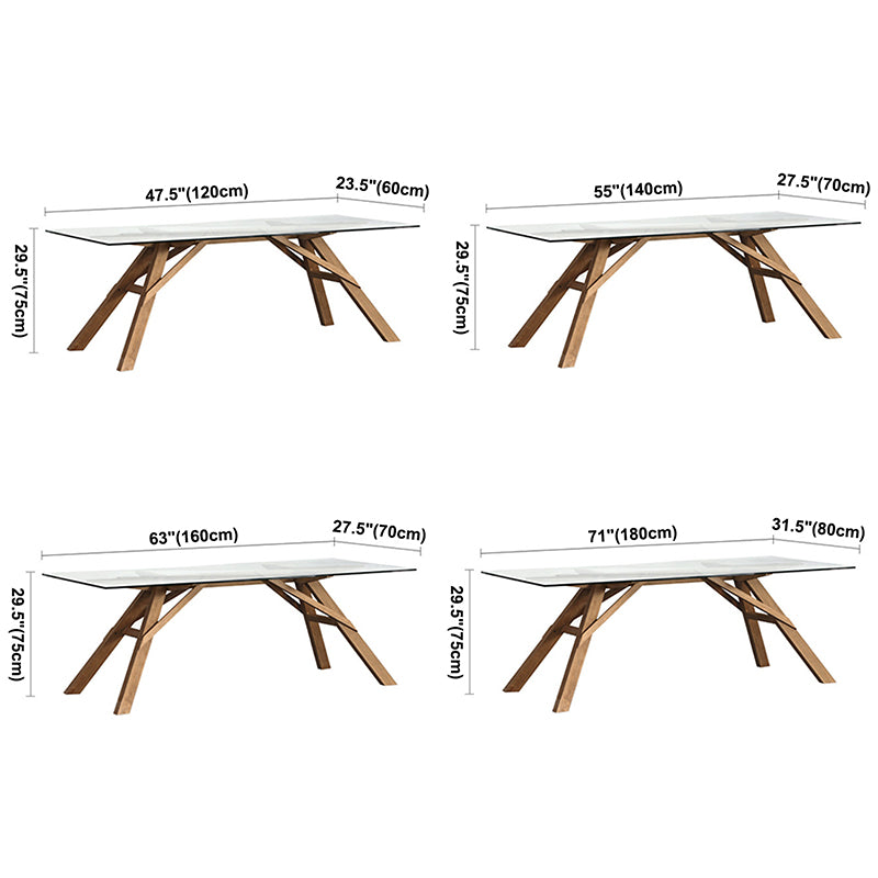 Rectangle Glass Transparent Dining Table Simplicity 4 Legs Table for Dining Room