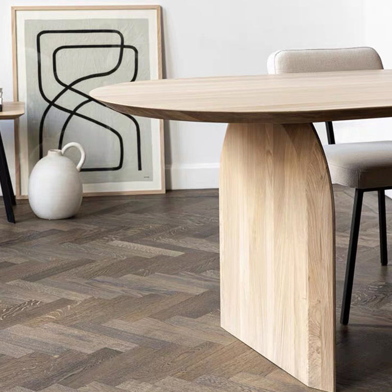 Oval Pine Solid Wood Table Modern Dining Table with Double Pedestal for Restaurant