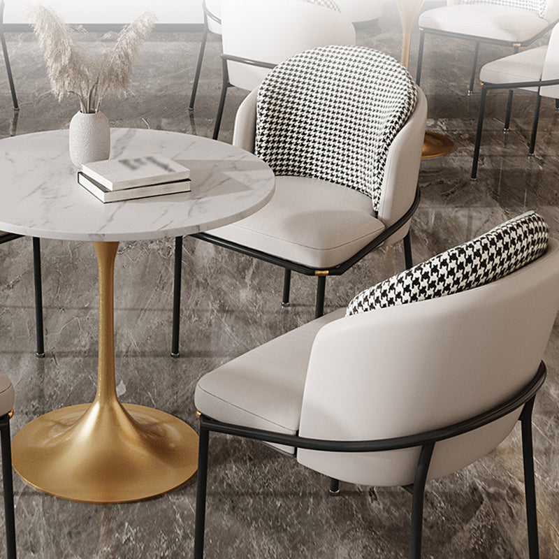 Mesa de comedor redonda contemporánea de metal mesa de piedra sinterizada para comedor