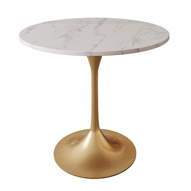 Mesa de comedor redonda contemporánea de metal mesa de piedra sinterizada para comedor