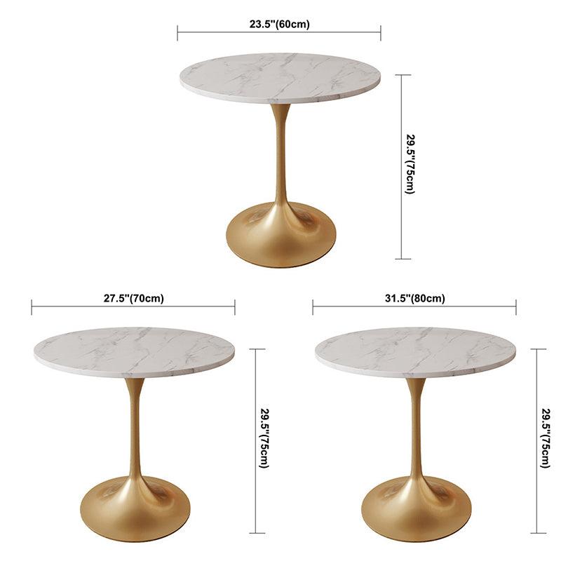 Mesa de comedor redonda contemporánea de metal mesa de piedra sinterizada para comedor