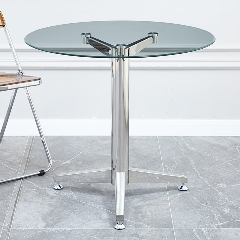 Round 3 Legs Minimalist Style Dining Table Three-Color Fixed Table of Glass