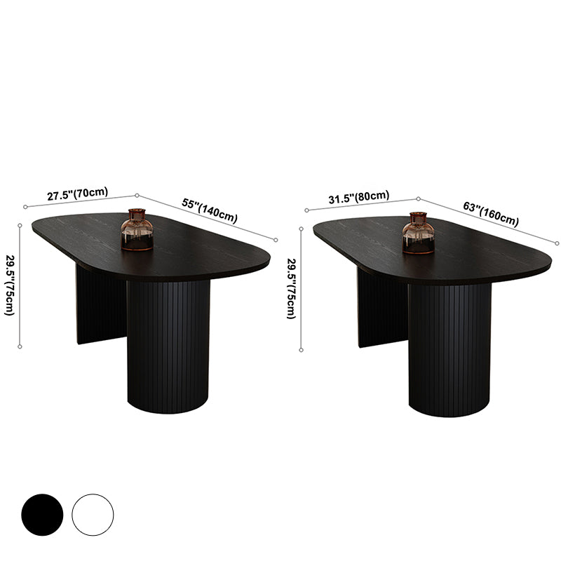 Oval Dining Table for Restaurant Contemporary Kitchen Table with Black Double Pedestal