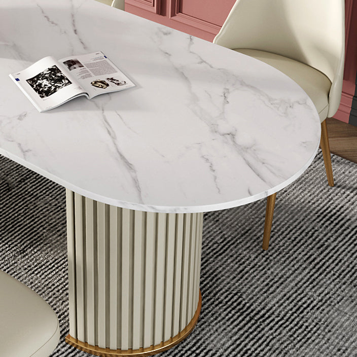 Metal Contemporary Free Form Indoor Table Sintered Stone Table for Dining Room and Kitchen